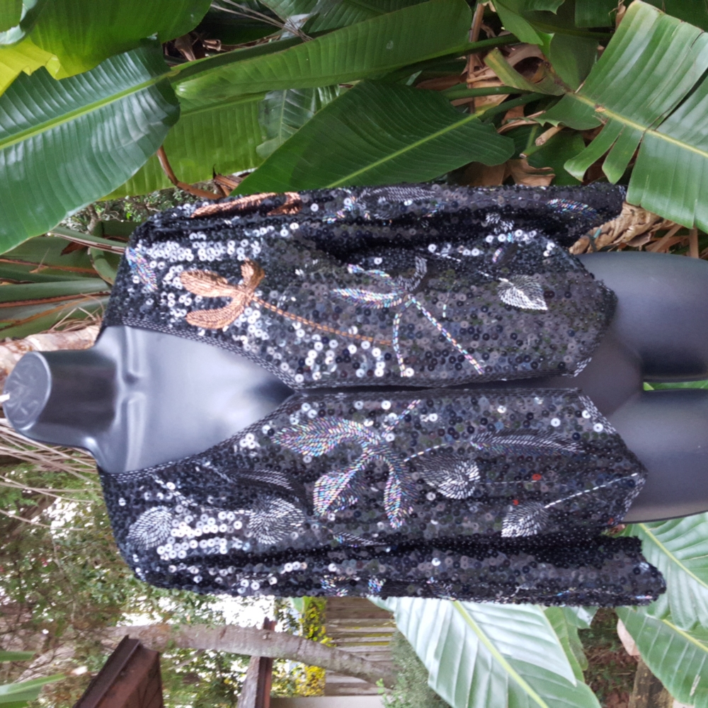 Vintage 80s sequin Beaded silk jacket